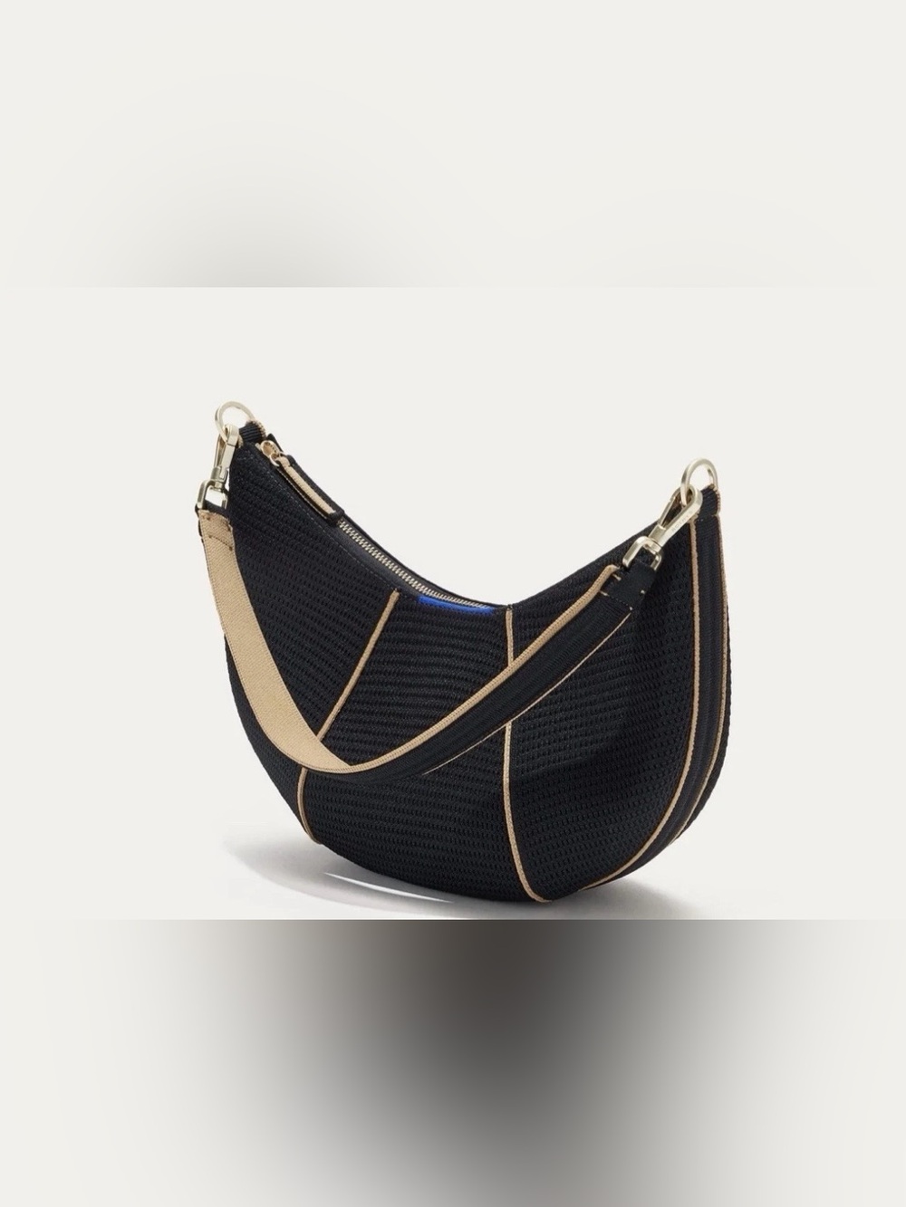 Rothy's The Crescent Bag Black/Brown with Detachable Strap, NEW WITH TAG - Picture 3 of 11
